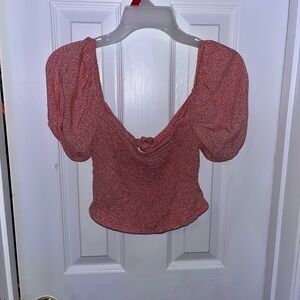 Pink floral open back crop top